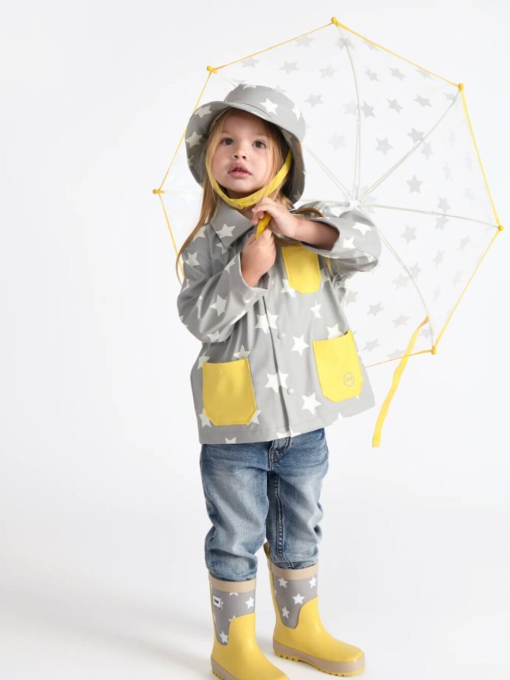 NWT 7am enfant Rain Bucket Hat in Rainy Stars Yellow
